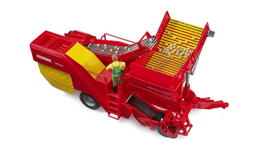 Grimme SE 75-30 Kartoffelvollernter mit 80 Kartoffelimitaten      Artikel Nr. 02130     Größe 49,1 cm × 18,0 cm × 18,4 cm     Altersempfehlung ab 5 Jahren