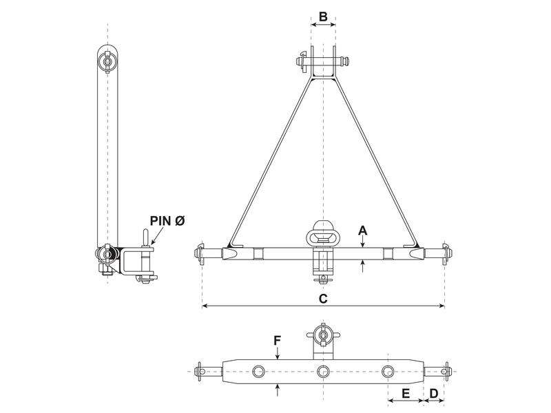 Anhängekupplung für Dreipunkt (Kat. 2) Anzahl Löcher: 9, 932mm.