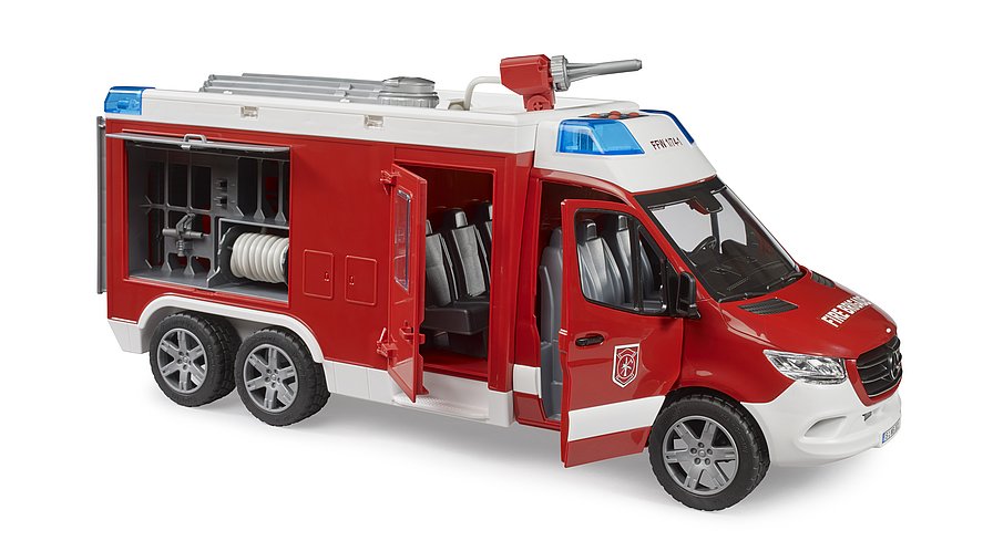 MB Sprinter Feuerwehrrüstwagen mit Light & Sound Modul      Artikel Nr. 02680     Größe 48,0 cm × 16,0 cm × 21,0 cm     Altersempfehlung ab 4 Jahren