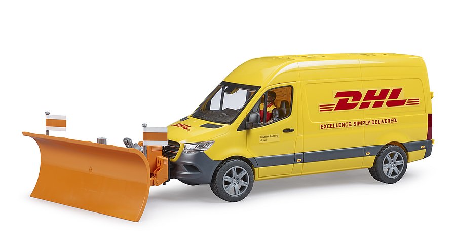 MB Sprinter DHL mit Fahrer      Artikel Nr. 02671     Größe 43,5 cm × 16,3 cm × 18,5 cm     Altersempfehlung ab 4 Jahren